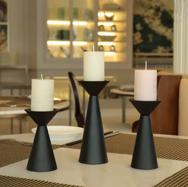 Svarta Ljusstakar i Metall 3-pack – Minimalistisk Skandinavisk Design