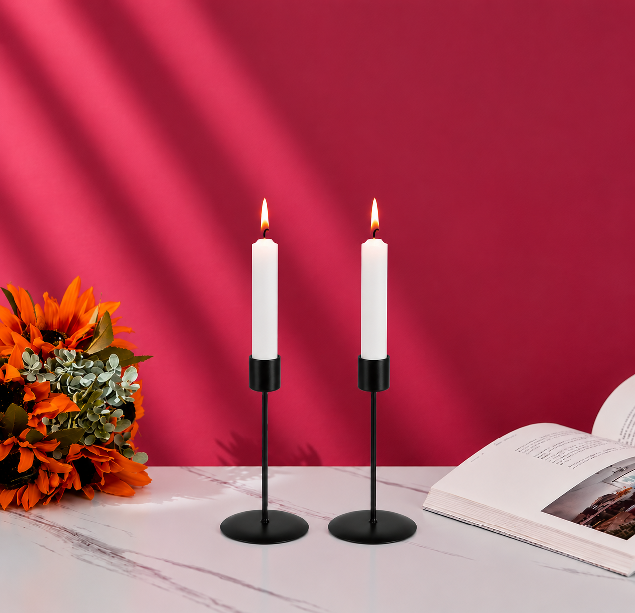 Svart Ljusstake i Metall – Minimalistisk Skandinavisk Design