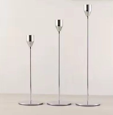 Klassiska Ljusstakar i Silver – 3-pack
