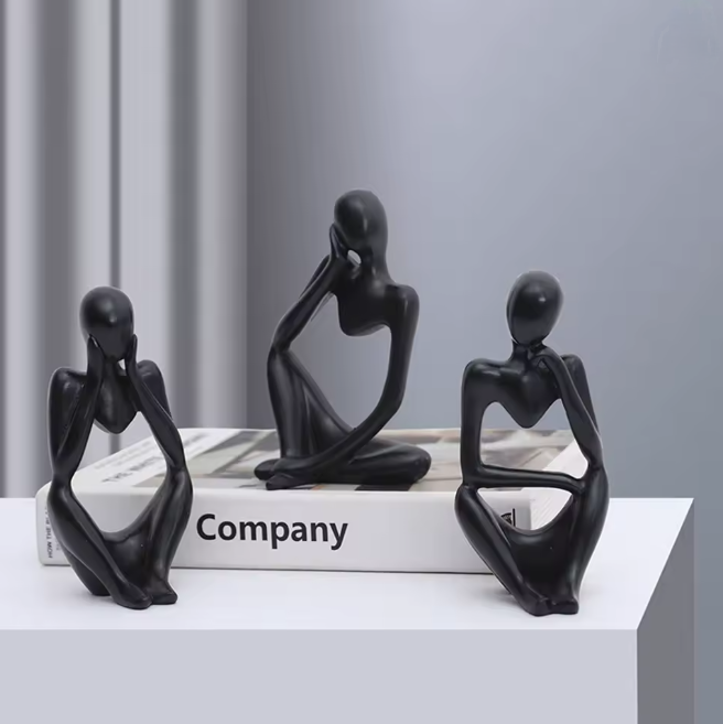 Tänkarfigurer 3-pack – Dekorativa Skulpturer för Modern Inredning