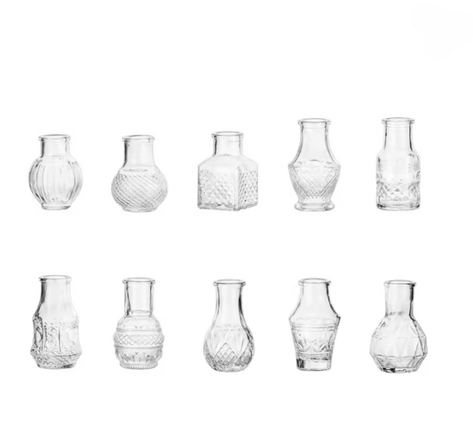 Nordic Bloom – Mini Blomvaser i Glas, 10-pack